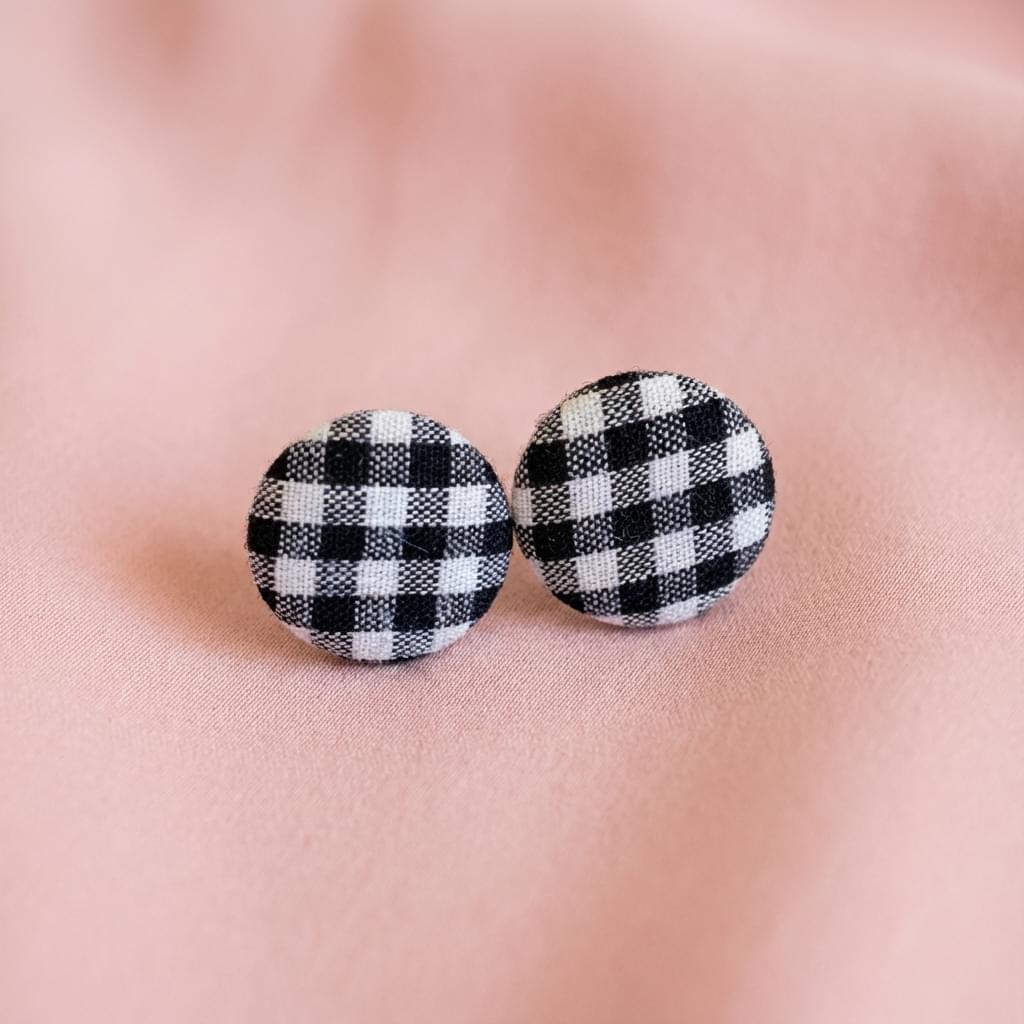 Gingham Button Studs