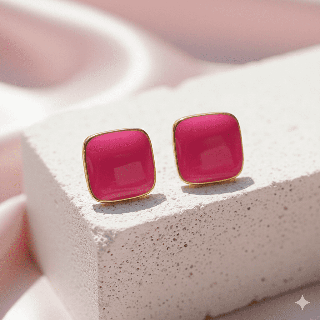 Hot Pink Enamel Studs